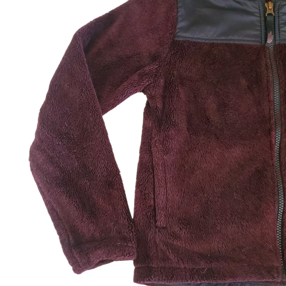 THE NORTH FACE Burgundy Fleece Fleece‎ Full Zip Hoodie Jacket/Coat Girl's SZ 7/8